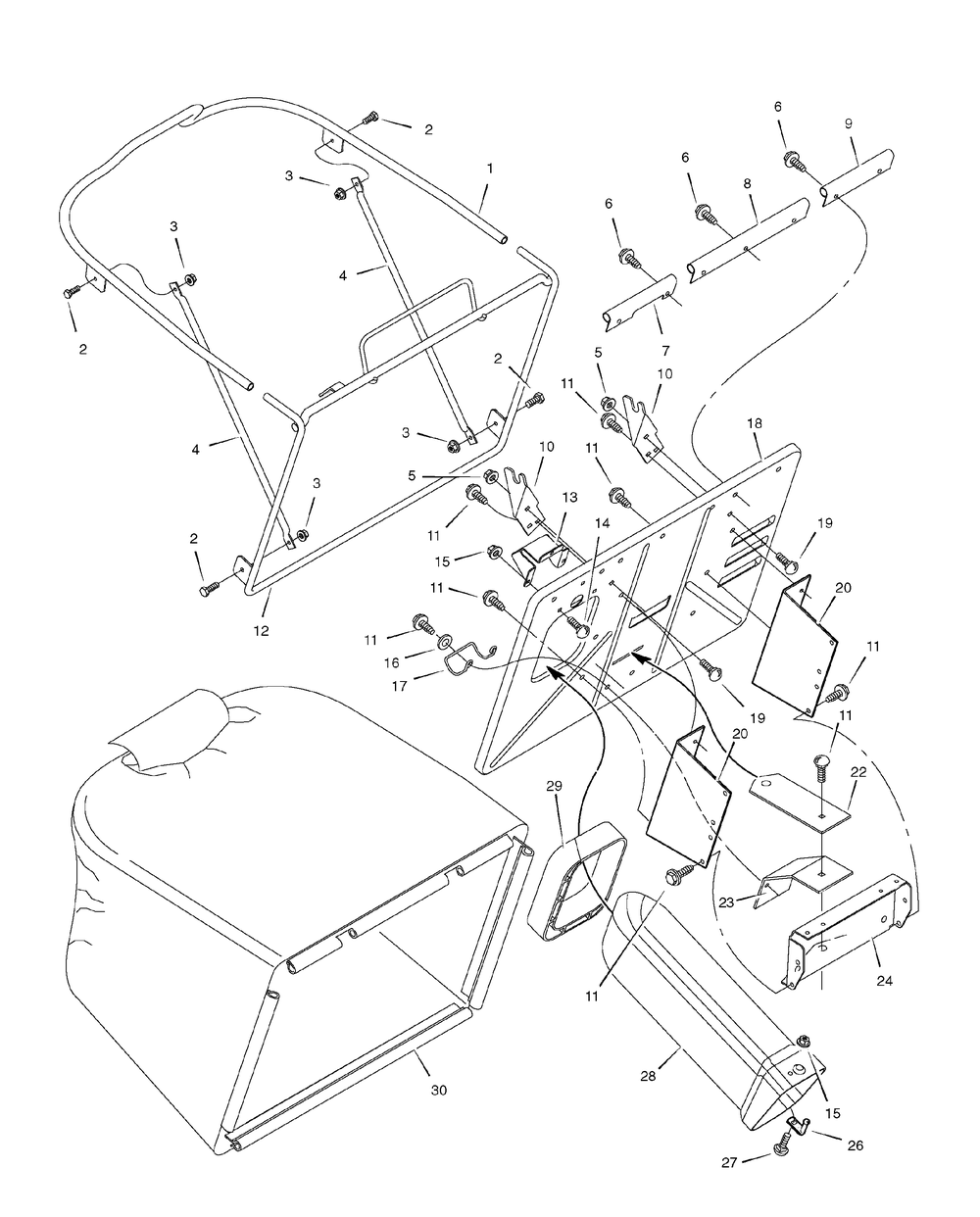 Grass Bagger Diagram and Parts List for 312006X190B-7800290 2007 Briggs and Stratton Lawn Tractor
